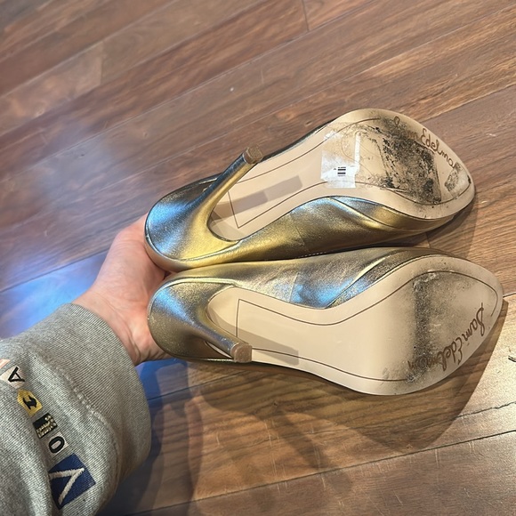 Sam Edelman Gold Peep Toe Pumps - Picture 6 of 6